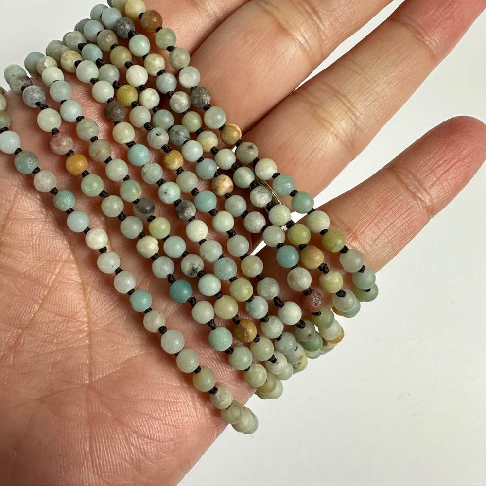 Long strand of Amazonite Gemstone Bead without Clasps